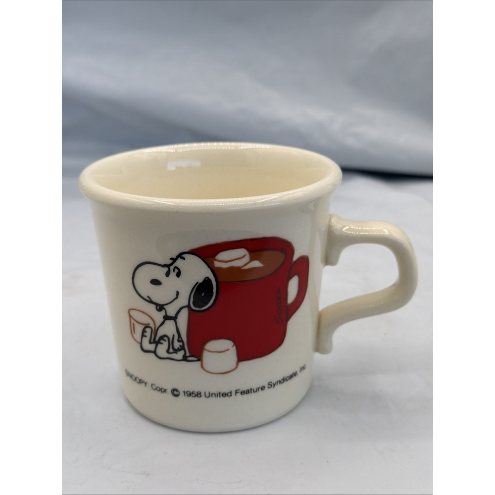 Vintage Peanuts Snoopy 1958 Hot Chocolate & Marshmallows Cocoa 8 oz Mug